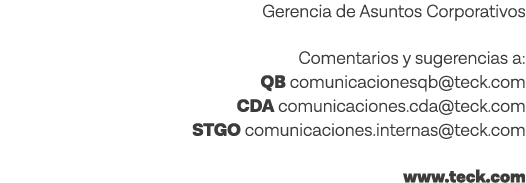 Gerencia de Asuntos Corporativos Comentarios y sugerencias a: QB comunicacionesqb teck com CDA comunicaciones cda tec   