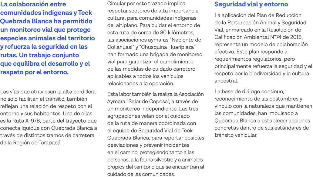 La colaboración entre comunidades indígenas y Teck Quebrada Blanca ha permitido un monitoreo vial que protege especie   