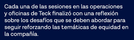 Cada una de las sesiones en las operaciones y oficinas de Teck finalizó con una reflexión sobre los desafíos que se d   